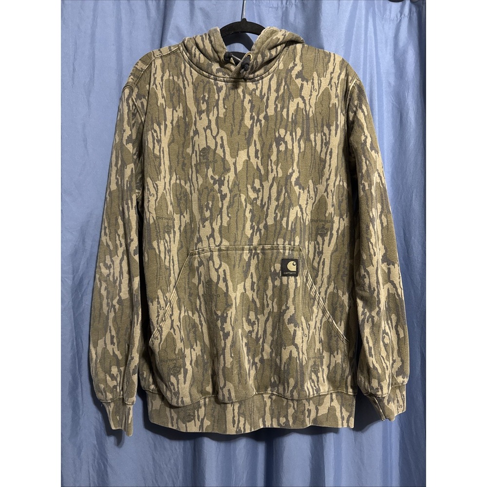 Carhartt Mossy Oak Bottomland Camo Hoodie Men's Large Loose Fit Logo TS5484-M